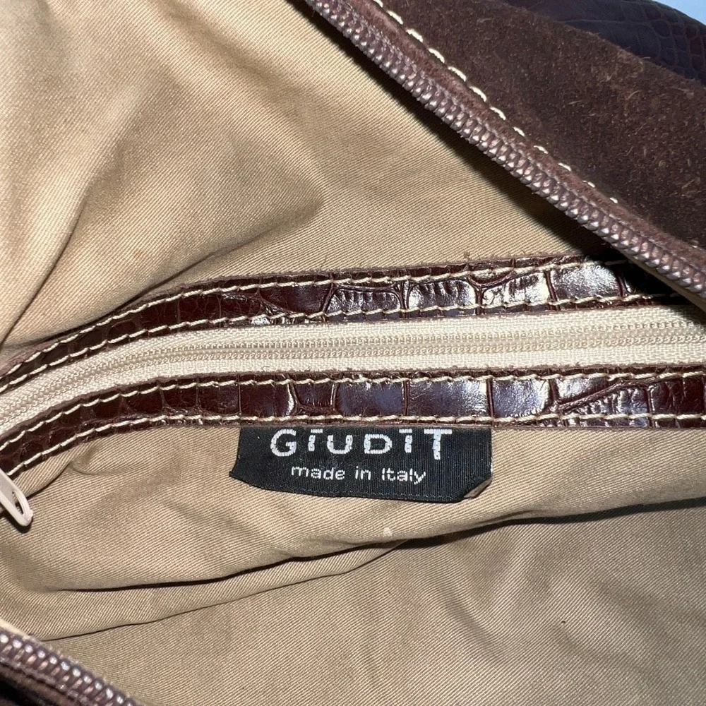 Giudit Vintage Brown Suede Leather Purse Handbag Made In Italy ***